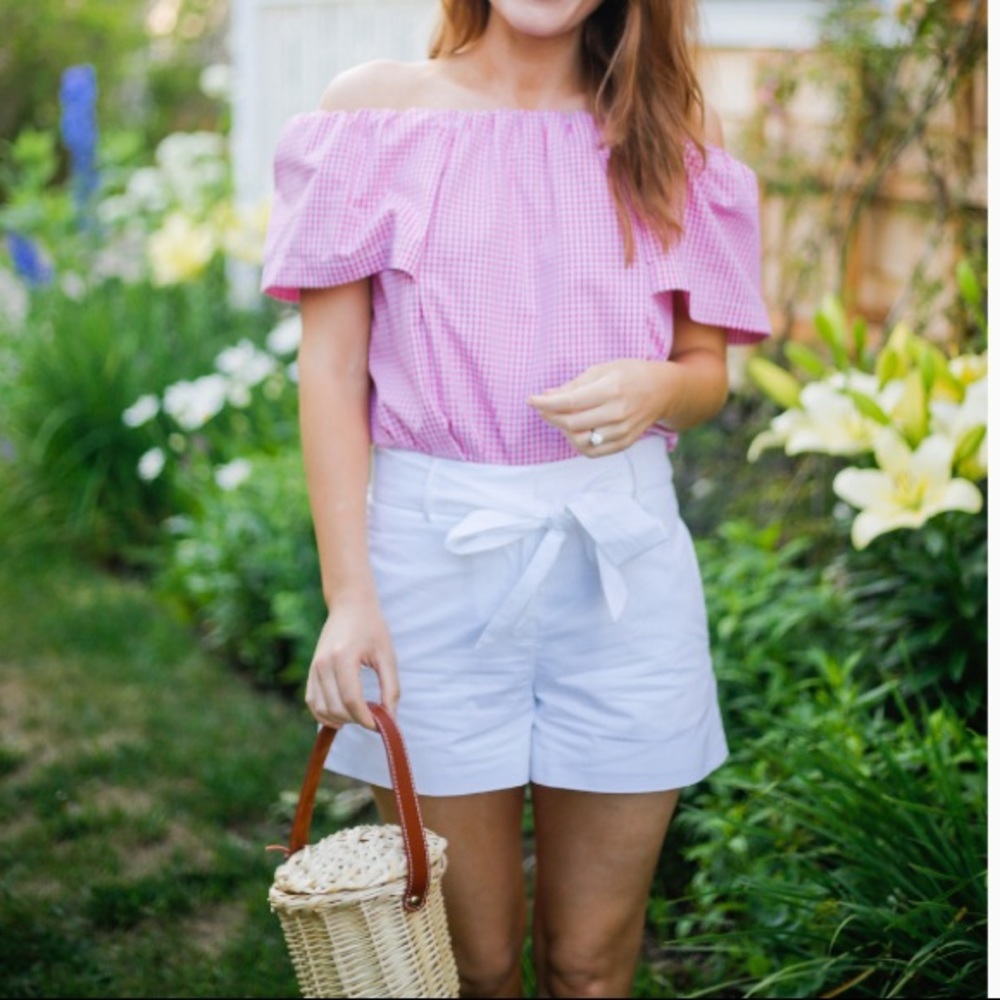 Topshop - Maggie Bardot Pink and white Gingham top - Picture 2 of 8